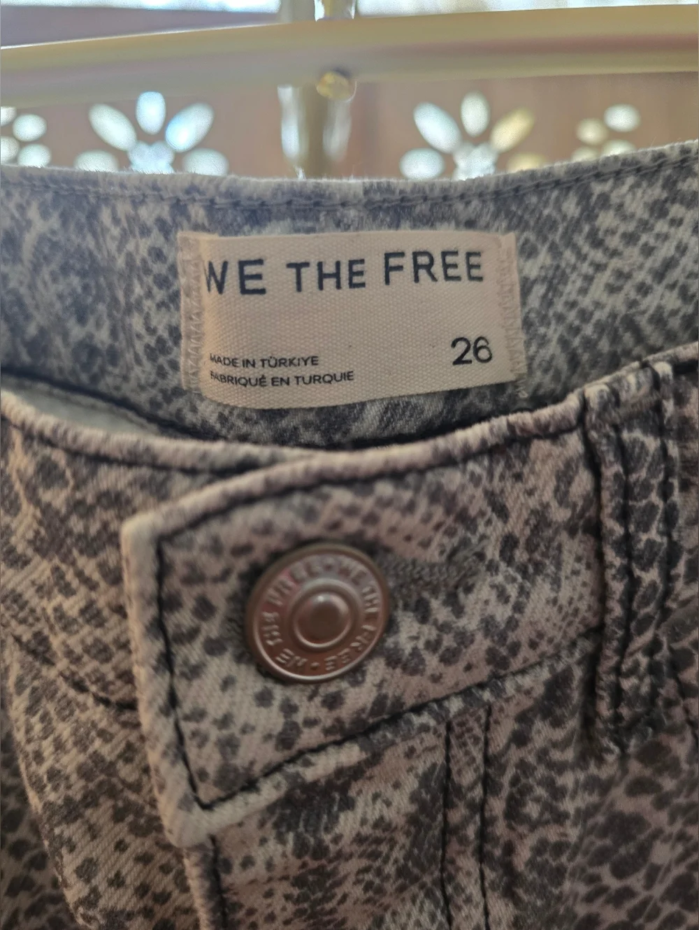 NWOT We The Free Good Luck Printed Barrel Jeans-Snake Combo